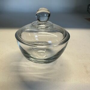 Vintage Anchor Hocking "Presence" Clear Glass Sugar Bowl with Lid